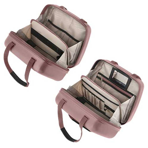 CarryOn Skyhopper Handbagage en Beautycase - 55cm TSA Trolley - Make-up koffer - Roze