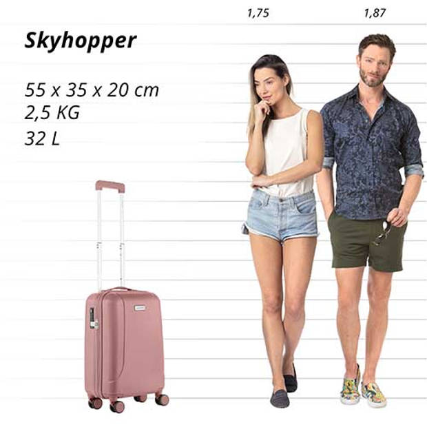 CarryOn Skyhopper Handbagage en Beautycase - 55cm TSA Trolley - Make-up koffer - Roze