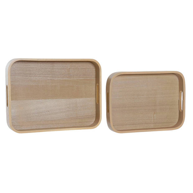 Snackdienblad DKD Home Decor Natuurlijk Scandinavisch 40 x 30 x 5,5 cm (2 Stuks)