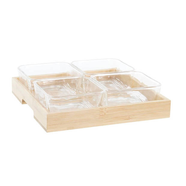 Snackdienblad DKD Home Decor 21 x 21 x 6 cm Kristal Natuurlijk 280 ml