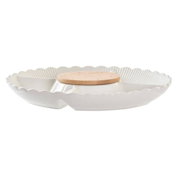 Snackdienblad DKD Home Decor 25,5 x 25,5 x 3 cm Natuurlijk Porselein Wit