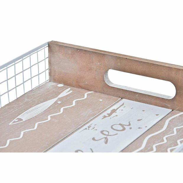 Snackdienblad DKD Home Decor Bruin Hout Mediterrane Vissen 39 x 23 x 5 cm