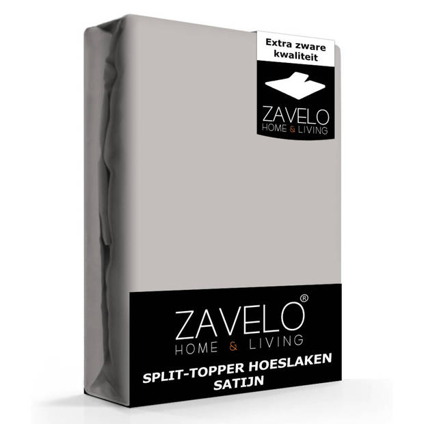 Zavelo Splittopper Hoeslaken Satijn Grijs-Lits-jumeaux (160x200 cm)