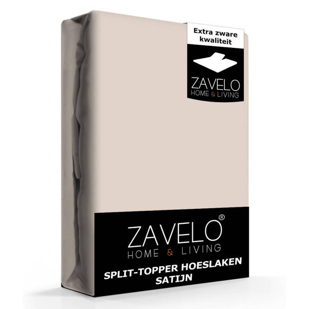 Zavelo Splittopper Hoeslaken Satijn Taupe-Lits-jumeaux (180x220 cm)