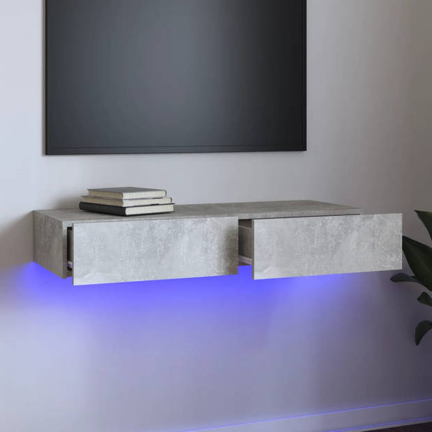 vidaXL Tv-meubel met LED-verlichting 90x35x15,5 cm betongrijs