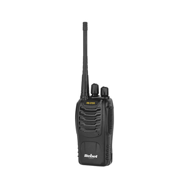 Rebel PMR RB-100 portofoon - walkie talkie - handradio - 4km bereik - VOX - 16 kanalen - 450Mhz