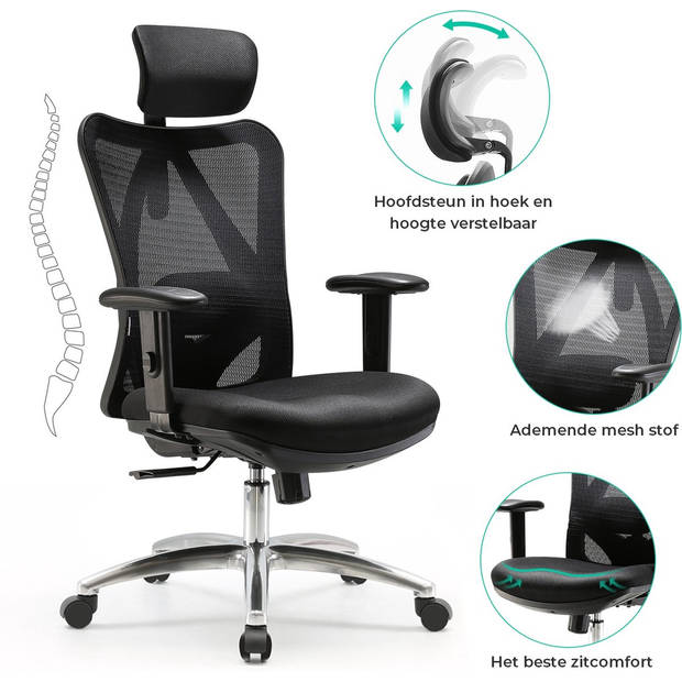 Ergonomische Bureaustoel - Office Chair - Verstelbaar - Volwassenen - Zwart van Zedar
