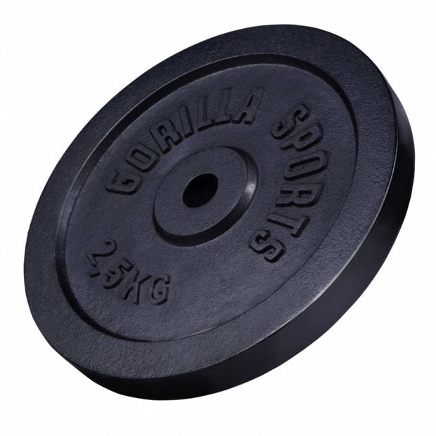 Gorilla Sports Gewichtsschijf - Halterschijf - 2,5 kg - Gietijzer Zwart - 31 mm