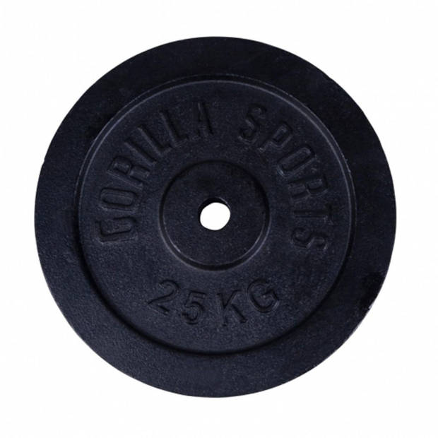 Gorilla Sports Gewichtsschijf - Halterschijf - 25 kg - Gietijzer Zwart - 31 mm