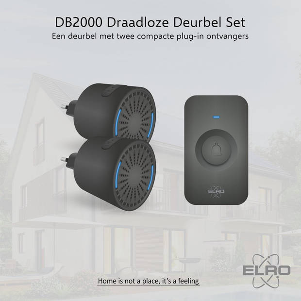 ELRO DB2000 Draadloze Deurbel Set – met 2 Plug-In Ontvangers