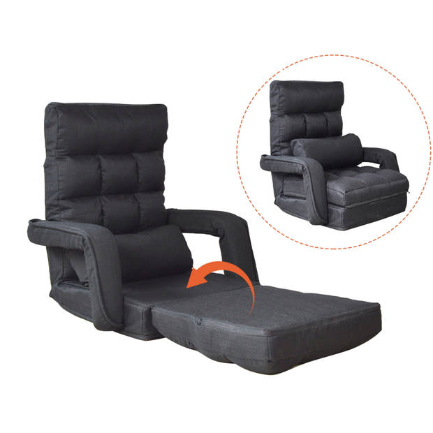 Gamestoel lounge - vloerstoel - verstelbare rugleuning - uitklapbaar tot ligstoel