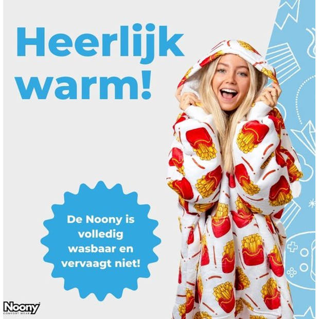 Noony Fries oversized hoodie deken - plaids met mouwen - fleece deken met mouwen