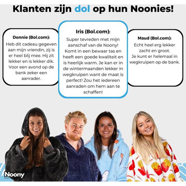 Noony Fries oversized hoodie deken - plaids met mouwen - fleece deken met mouwen