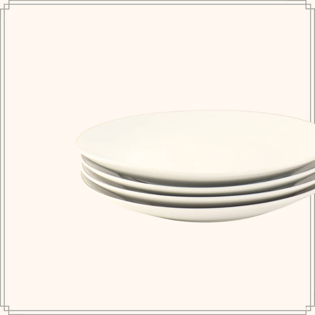 OTIX Ontbijtborden Dessert Gebaksbordjes Borden Set van 6 Stuks 20cm Wit met Gouden rand Porselein CROCUS