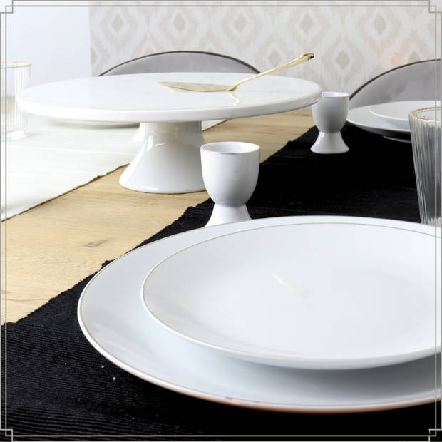 OTIX Ontbijtborden Dessert Gebaksbordjes Borden Set van 6 Stuks 20cm Wit met Gouden rand Porselein CROCUS