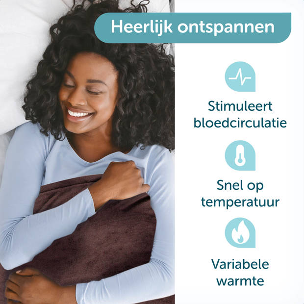 ForDig Elektrische Bovendeken 160x120 cm - Warmtedeken Inclusief Draagtas - Knuffeldeken met 6 Warmtestanden en Timer -