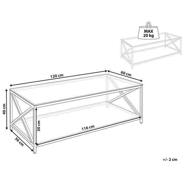 Beliani AUDET - Salontafel-Zilver-Veiligheidsglas