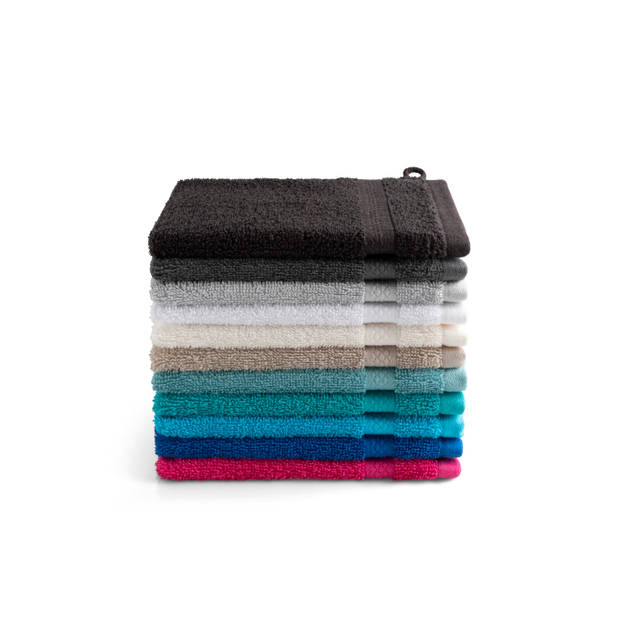 Katoenen Washandjes met Ophang Lus – 6 Pack – 15 x 21 cm – Zwart