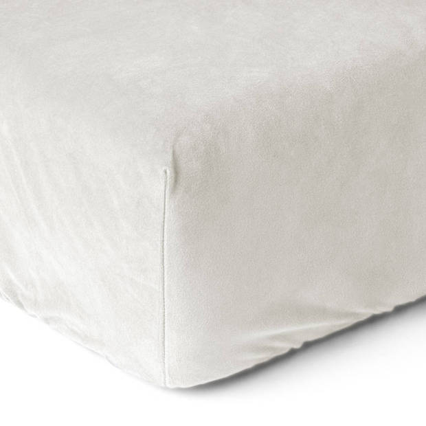 Zavelo Flanel Velvet Hoeslaken Creme -Lits-jumeaux (160x200 cm)