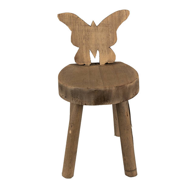 Clayre & Eef Plantentafeltje 18x19x34 cm Bruin Hout Vlinder Plantenstandaard Bruin Plantenstandaard