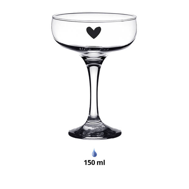 Clayre & Eef Champagneglas 150 ml Glas Hart Wijnglas Transparant Wijnglas