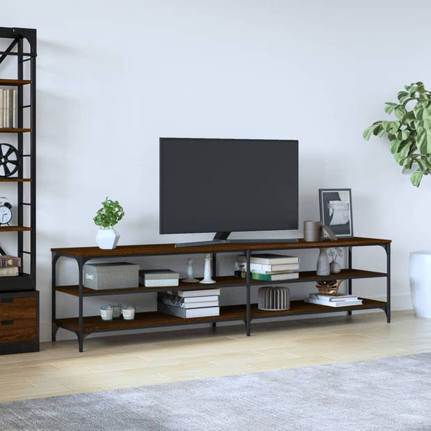 vidaXL Tv-meubel 200x30x50 cm bewerkt hout metaal bruin eikenkleur