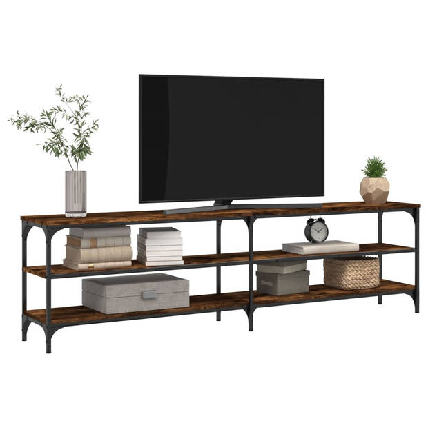 vidaXL Tv-meubel 180x30x50 cm bewerkt hout metaal gerookt eikenkleurig