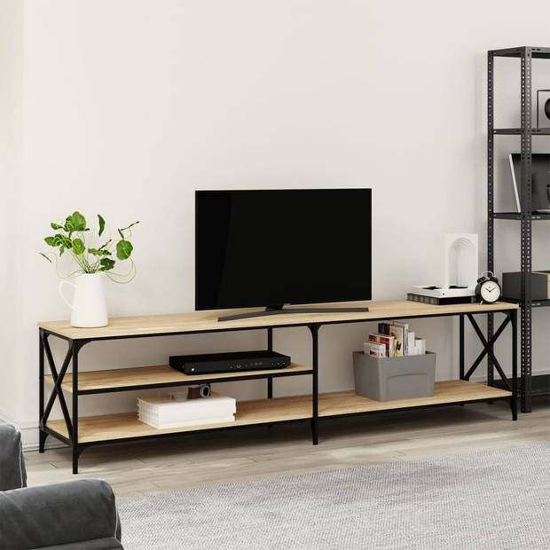 vidaXL Tv-meubel 200x40x50 cm bewerkt hout metaal sonoma eikenkleurig