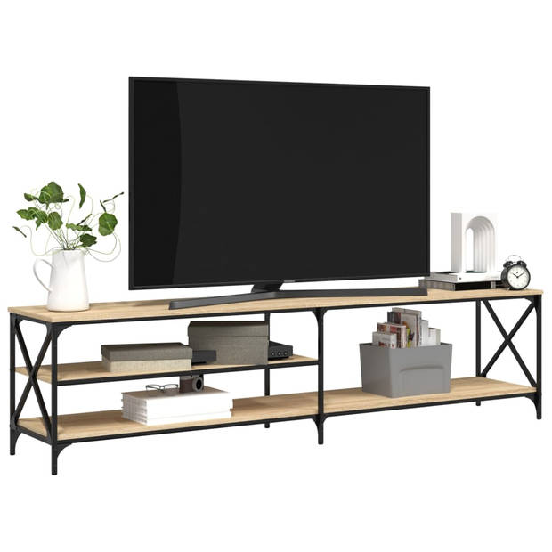 vidaXL Tv-meubel 200x40x50 cm bewerkt hout metaal sonoma eikenkleurig