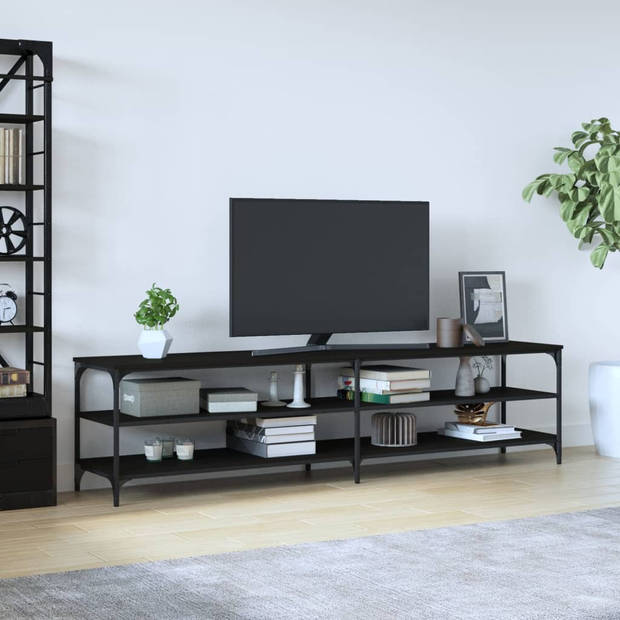 The Living Store Tv-meubel - 200 x 30 x 50 cm - zwart hout/metaal