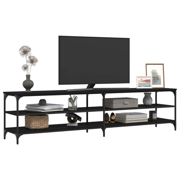 The Living Store Tv-meubel - 200 x 30 x 50 cm - zwart hout/metaal