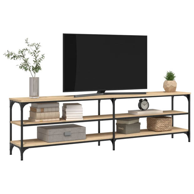 vidaXL Tv-meubel 180x30x50 cm bewerkt hout metaal sonoma eikenkleurig