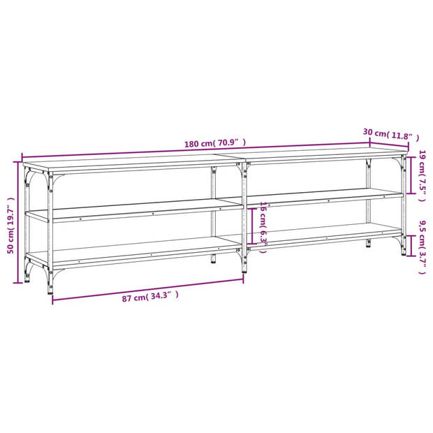 The Living Store TV-meubel X - TV-meubel - 180 x 30 x 50 cm - grijs sonoma eiken