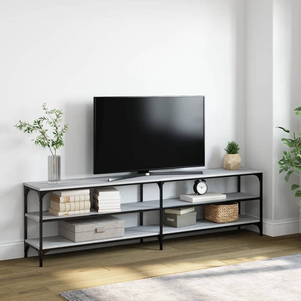 vidaXL Tv-meubel 180x30x50 cm bewerkt hout metaal grijs sonoma eiken