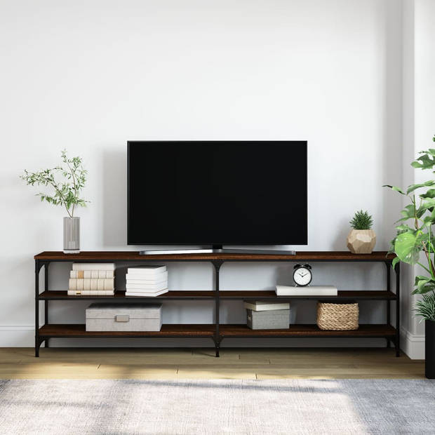 vidaXL Tv-meubel 180x30x50 cm bewerkt hout metaal bruin eikenkleur