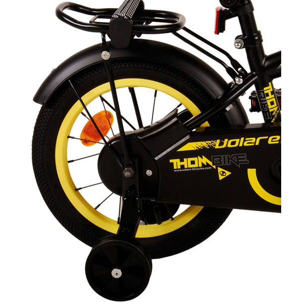 Volare Jongensfiets Thombike 14 Inch 22,5 cm Jongens Terugtraprem Zwart/Geel