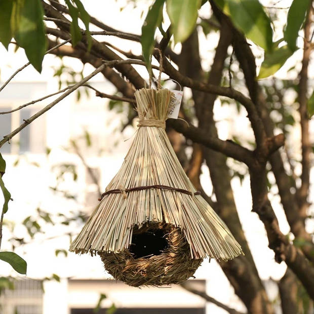 Vogelnest van stro hangend - ca. Ø23 x 31 cm