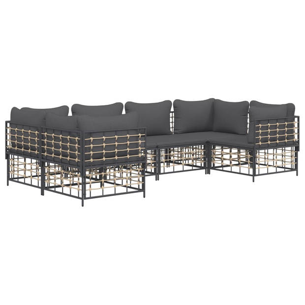 The Living Store Hoekbank Tuin Lounge - Antraciet - Poly Rattan 72x72x66cm - Weerbestendig