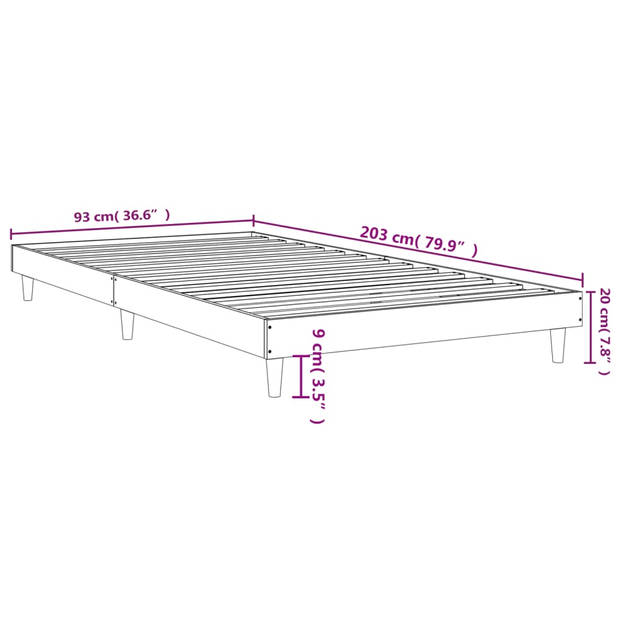 vidaXL Bedframe zonder matras hout sonoma eikenkleurig 90x200 cm