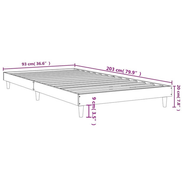 vidaXL Bedframe zonder matras hout gerookt eikenkleurig 90x200 cm