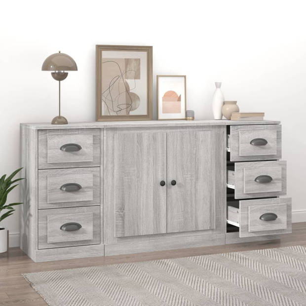 The Living Store Dressoir Classic Grey Sonoma Eiken - 142x35.5x67.5 cm