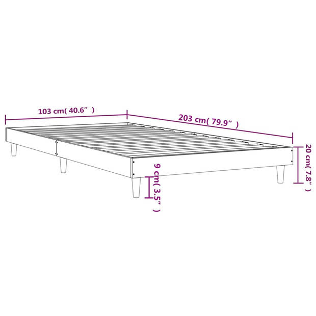 vidaXL Bedframe zonder matras hout sonoma eikenkleurig 100x200 cm