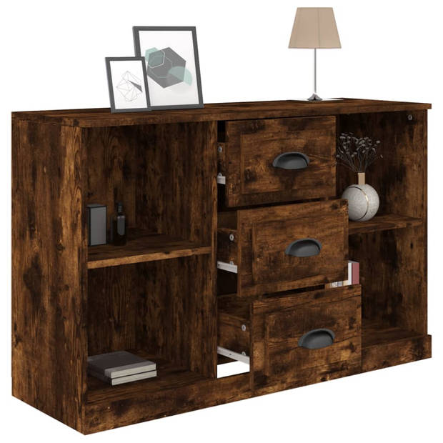 The Living Store Dressoir Classic Gerookt Eiken - 104.5 x 35.5 x 67.5 cm - Stevig materiaal - voldoende opbergruimte