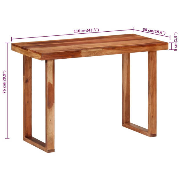 vidaXL Eettafel 110x50x76 cm massief acaciahout