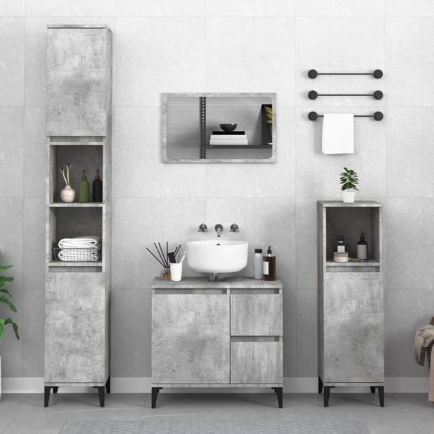 The Living Store Badkaast Betongrijs - Flexibel Ontwerp - 65 x 33 x 60 cm - Duurzaam Materiaal