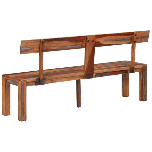 The Living Store Houten Halbank - Acaciahout - 160 x 35 x 76 cm - Bruin/grijs