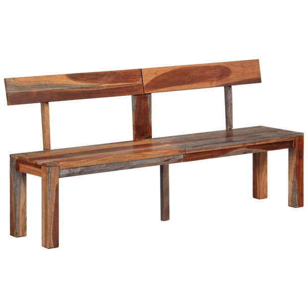 The Living Store Houten Halbank - Acaciahout - 160 x 35 x 76 cm - Bruin/grijs