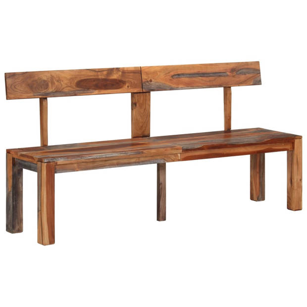 The Living Store Houten Halbank - Acaciahout - 160 x 35 x 76 cm - Bruin/grijs