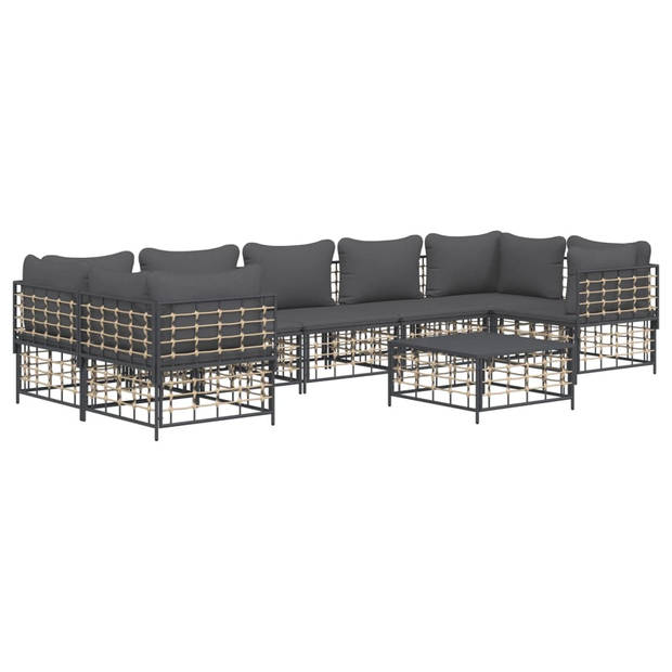 The Living Store Antraciet Poly Rattan Loungeset - Hoekbank 72x72x66cm - Weerbestendig materiaal