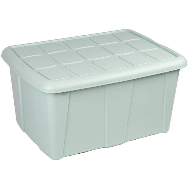 Plasticforte Opslagbox met deksel - Mintgroen - 60L - kunststof - 63 x 46 x 32 cm - Opbergbox